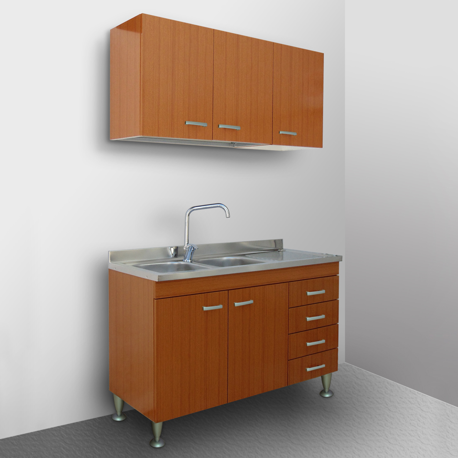 Arredobagno e Cucine Mobile per Cucina sottolavello componibile cm.120 con  3 sportelli e lavello Inox, Bianco : : Casa e cucina